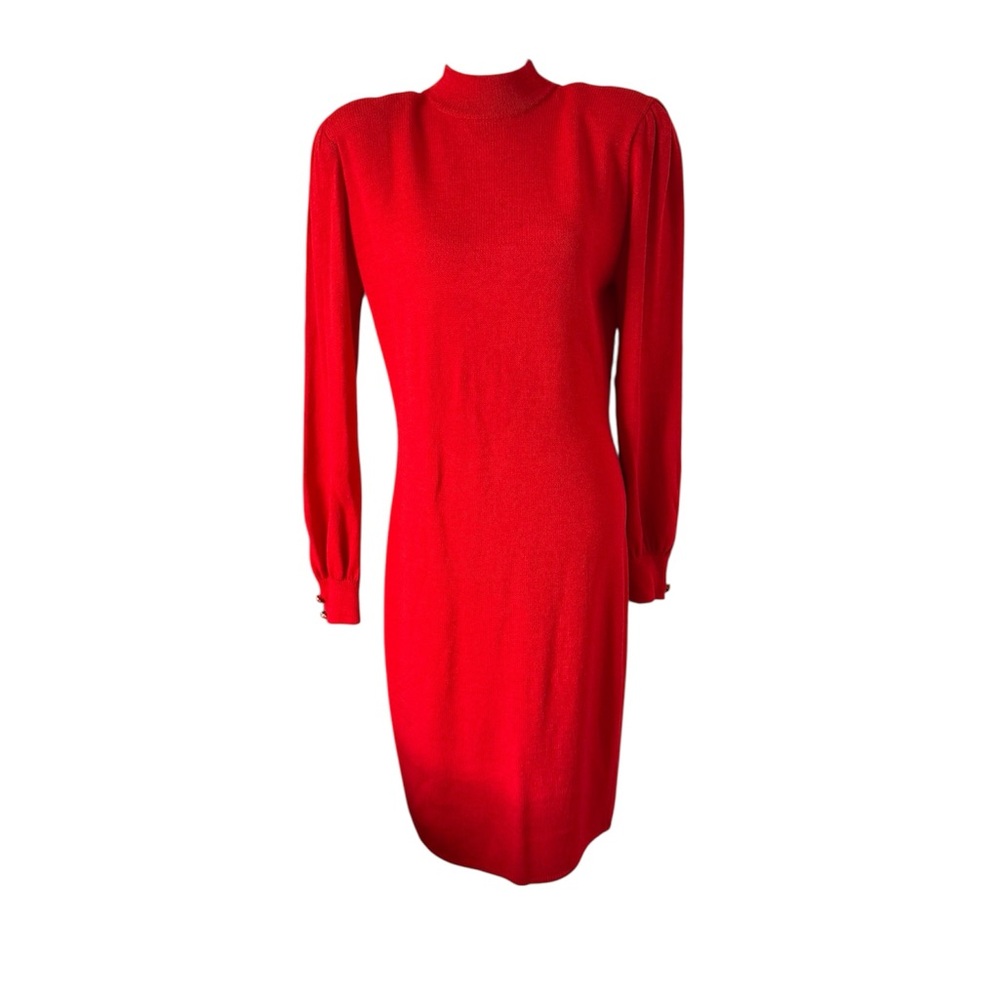 St. John Vibrant Red Long Sleeve Dress